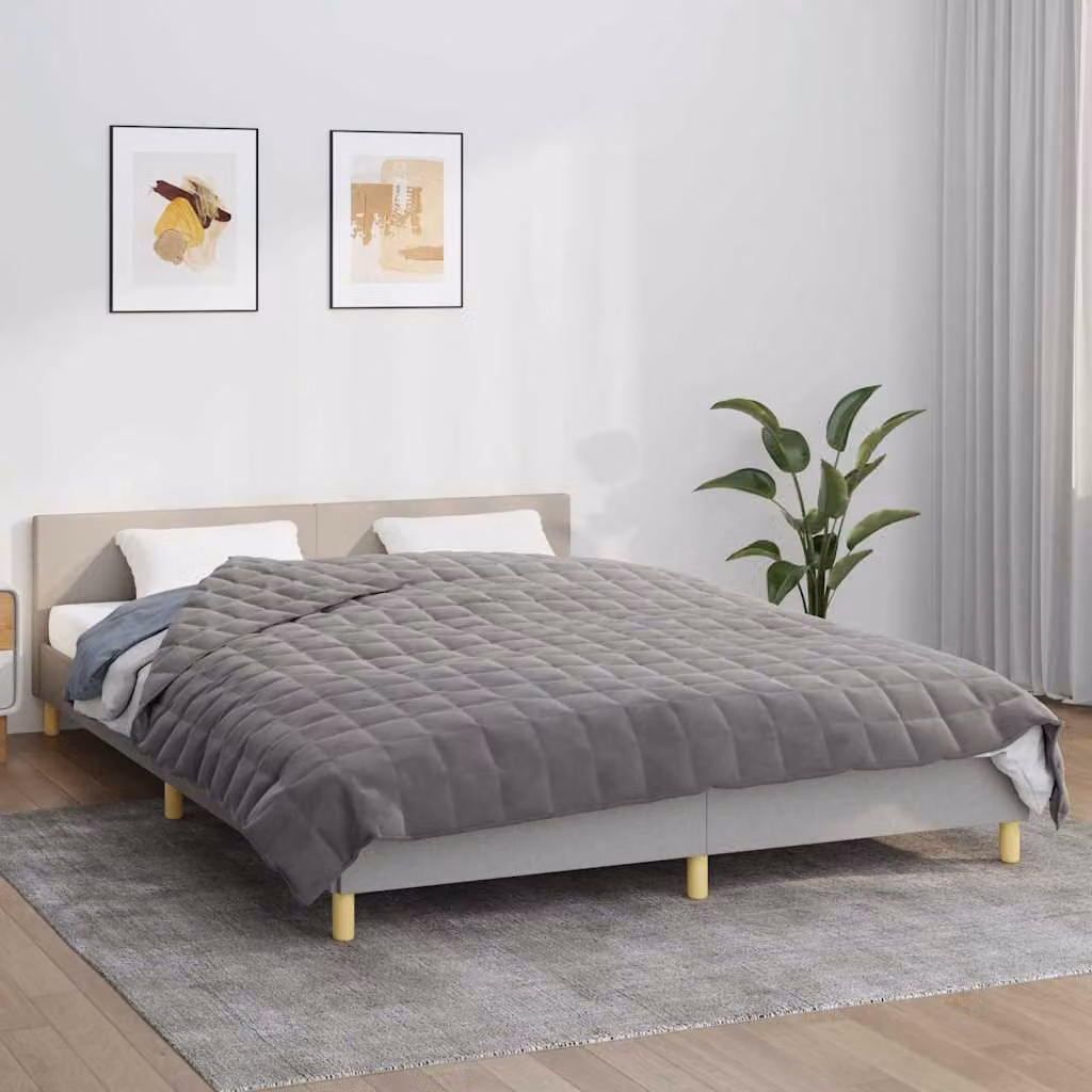 Coperta Ponderata vidaXL Grigia in Microfibra con Perline di Vetro, 200 x 200 cm, 13 kg