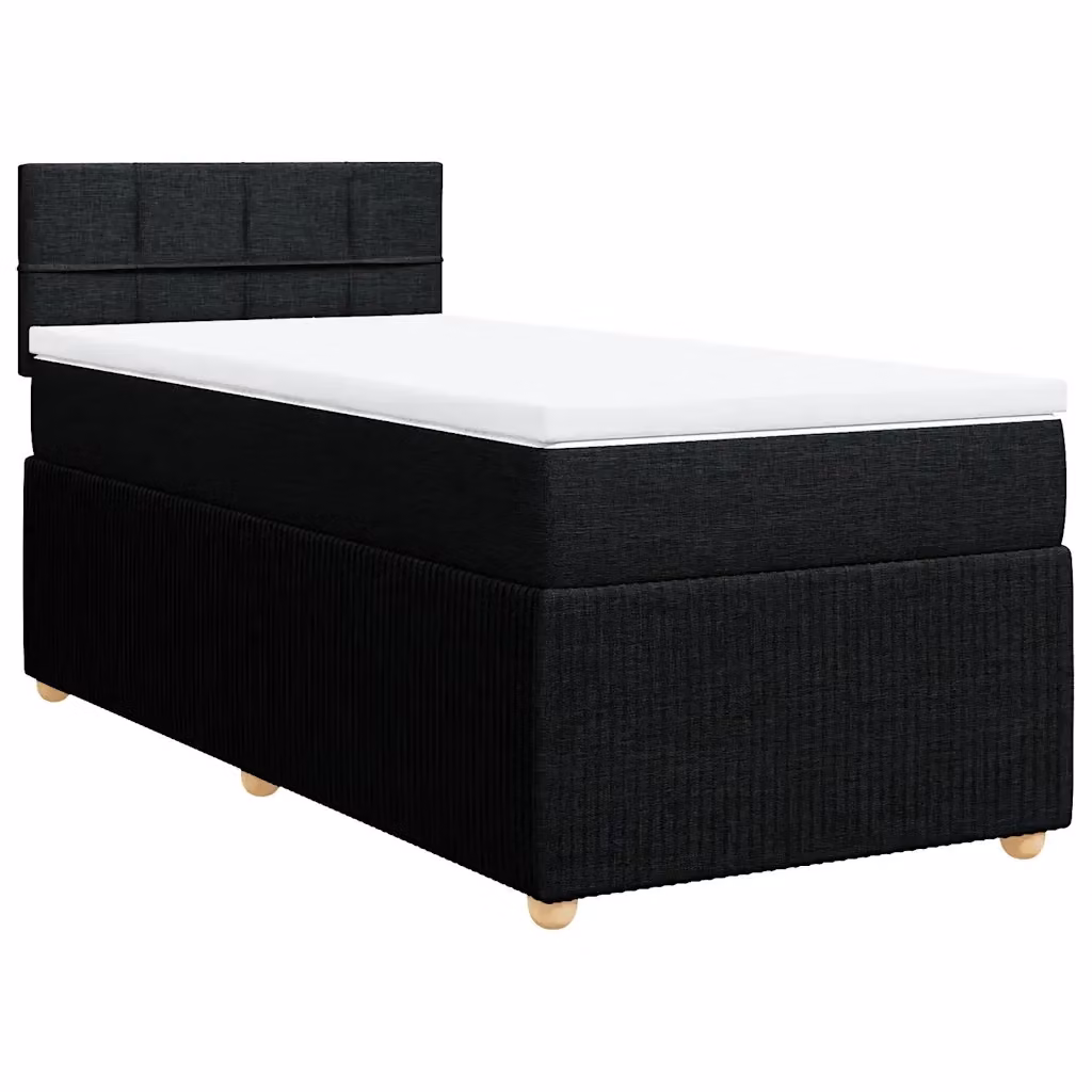 Letto Ibrido vidaXL con Giroletto a Molle e Materasso in Tessuto Nero e Bianco L/P: 100 x 200 cm – 2