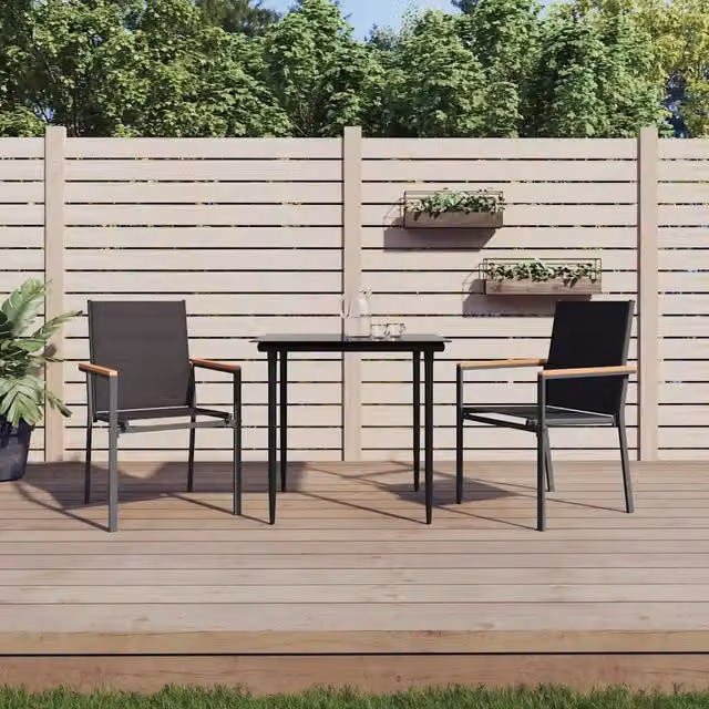 Sedie da Giardino 2 pz Nere 55x61,5x90 cm Textilene e Acciaio