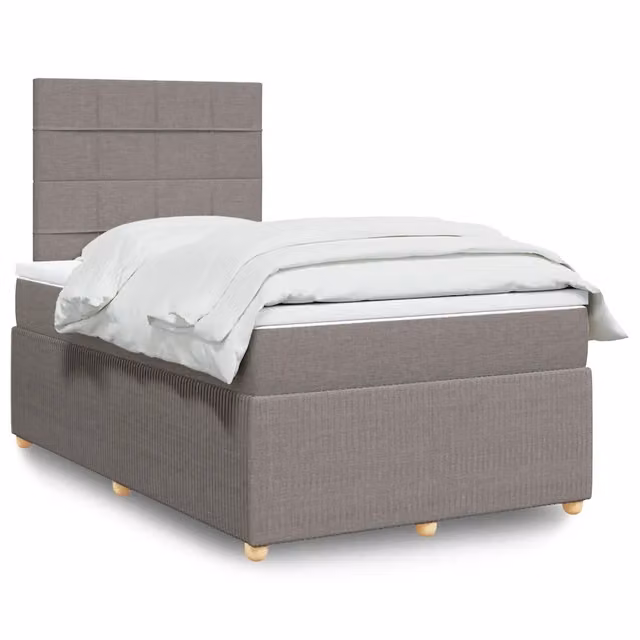 Letto Ibrido con Materasso vidaXL in Tessuto Beige e Grigio L/P: 120 x 200 cm