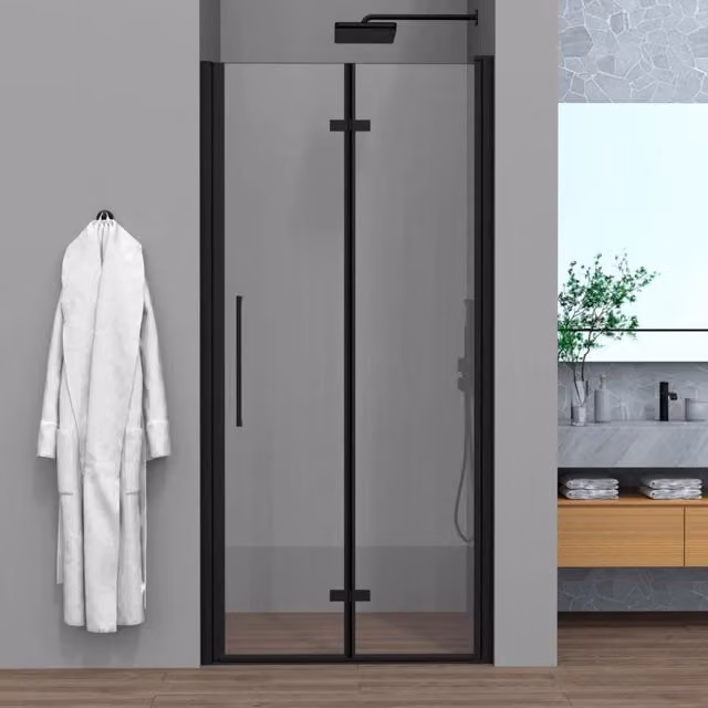 Porta doccia a soffietto per nicchia 100cm con profili nero opaco Neos