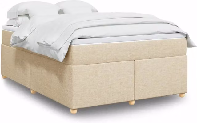 Giroletto a Molle con Materasso Crema 140x19 cm in Tessuto 3285378