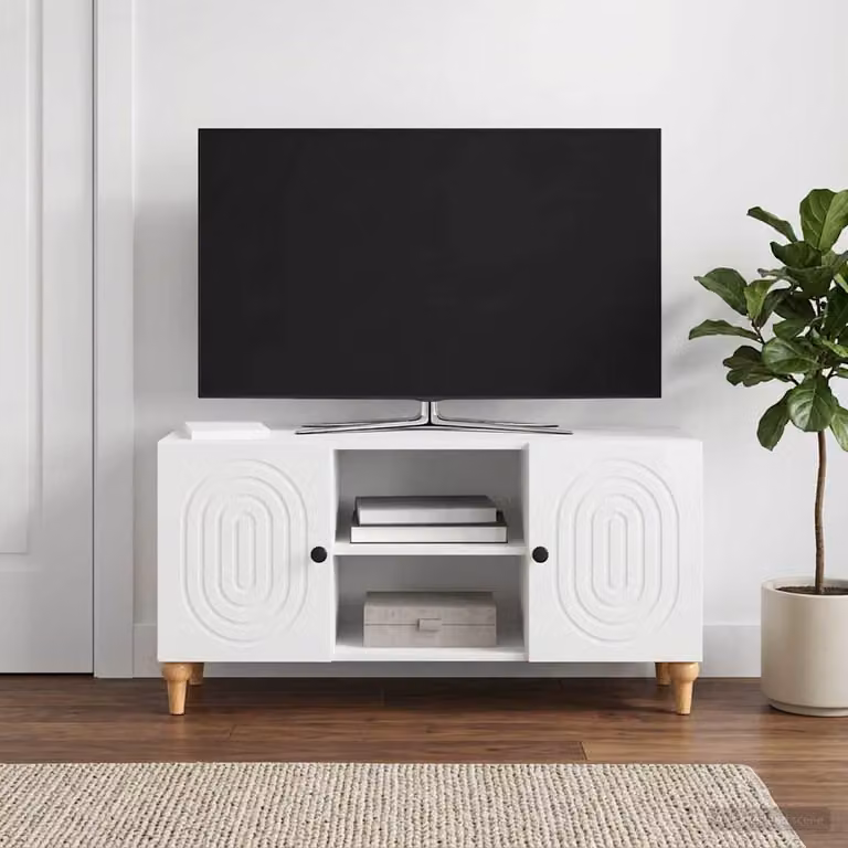 Mobile TV vidaXL Bianco Lucido in Legno MDF per Soggiorno L 102 x P 34,5 x H 50 cm