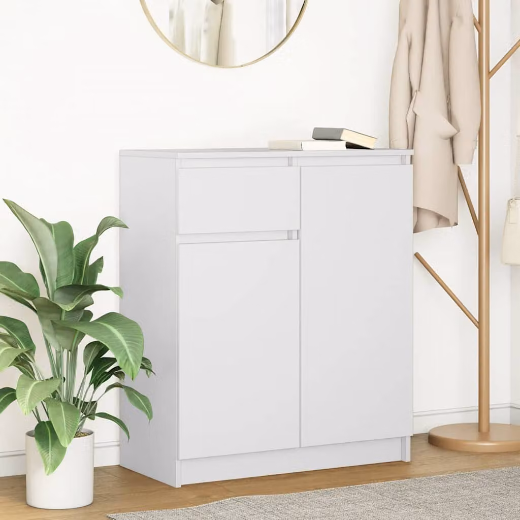 vidaXL Credenza con Cassetto Bianca in Legno Multistrato e MDF L: 71 cm, P: 35 cm, H: 84 cm