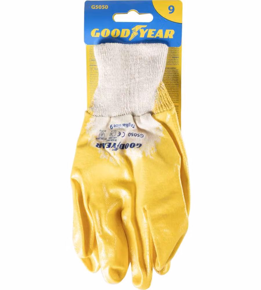 Guanti in cotone e nitrile mod.G5050 taglia 9 giallo/bianco Lavoro