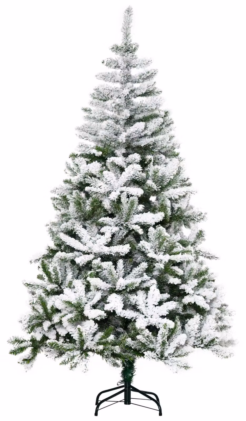 Albero di Natale artificiale, effetto neve, ignifugo, struttura a cerniera, verde/bianco