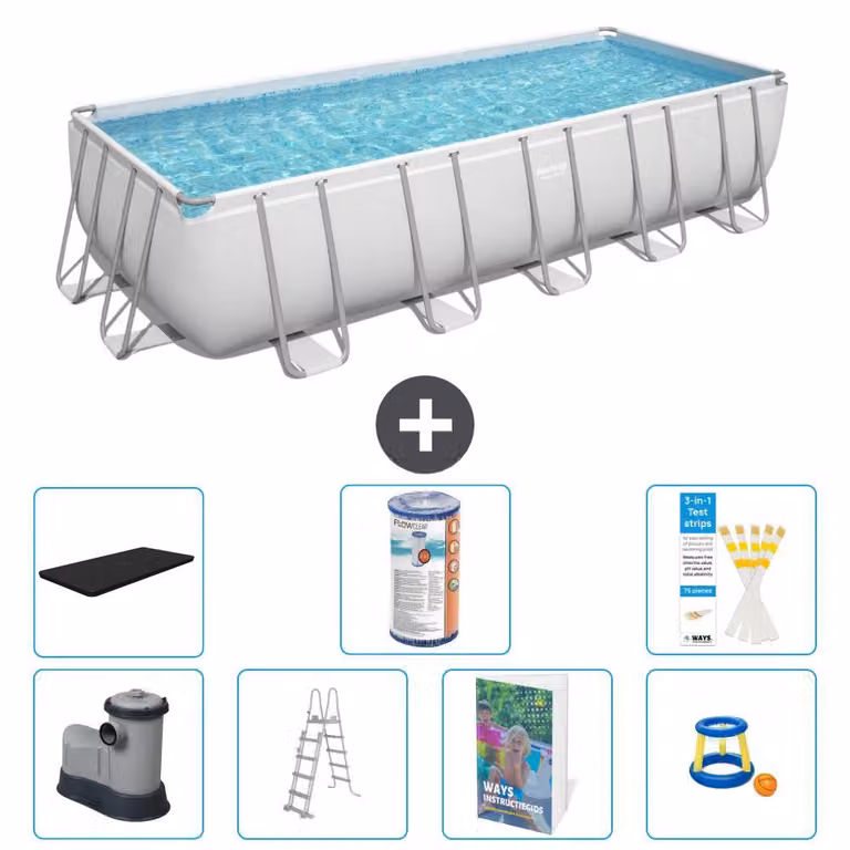 Bestway Power Steel, piscina rettangolare - 640x274x132 cm - composta da 6 parti, modello S541