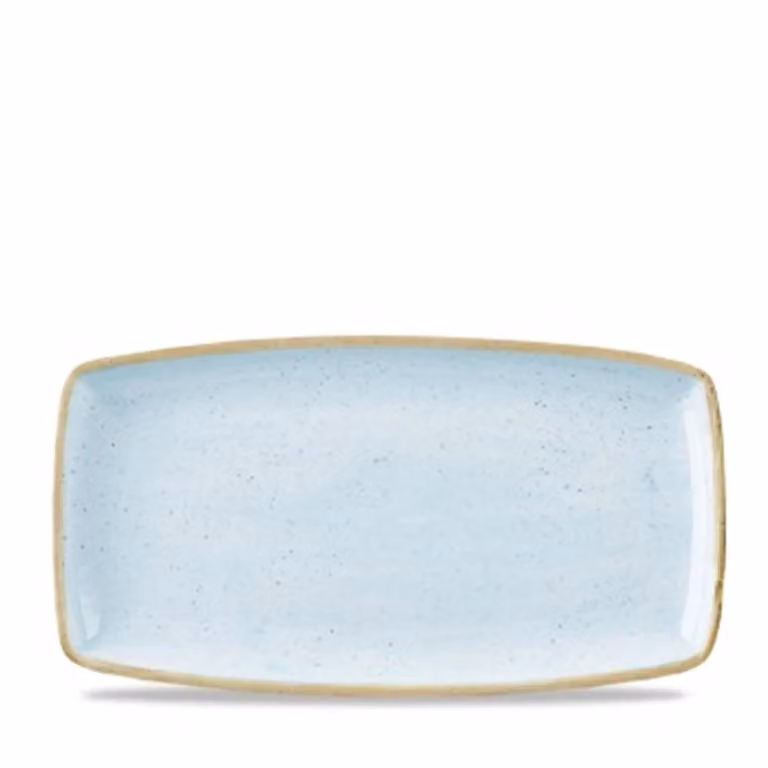 Piatto rettangolare in porcellana azzurro stone, cm. 35x19, 12 pezzi