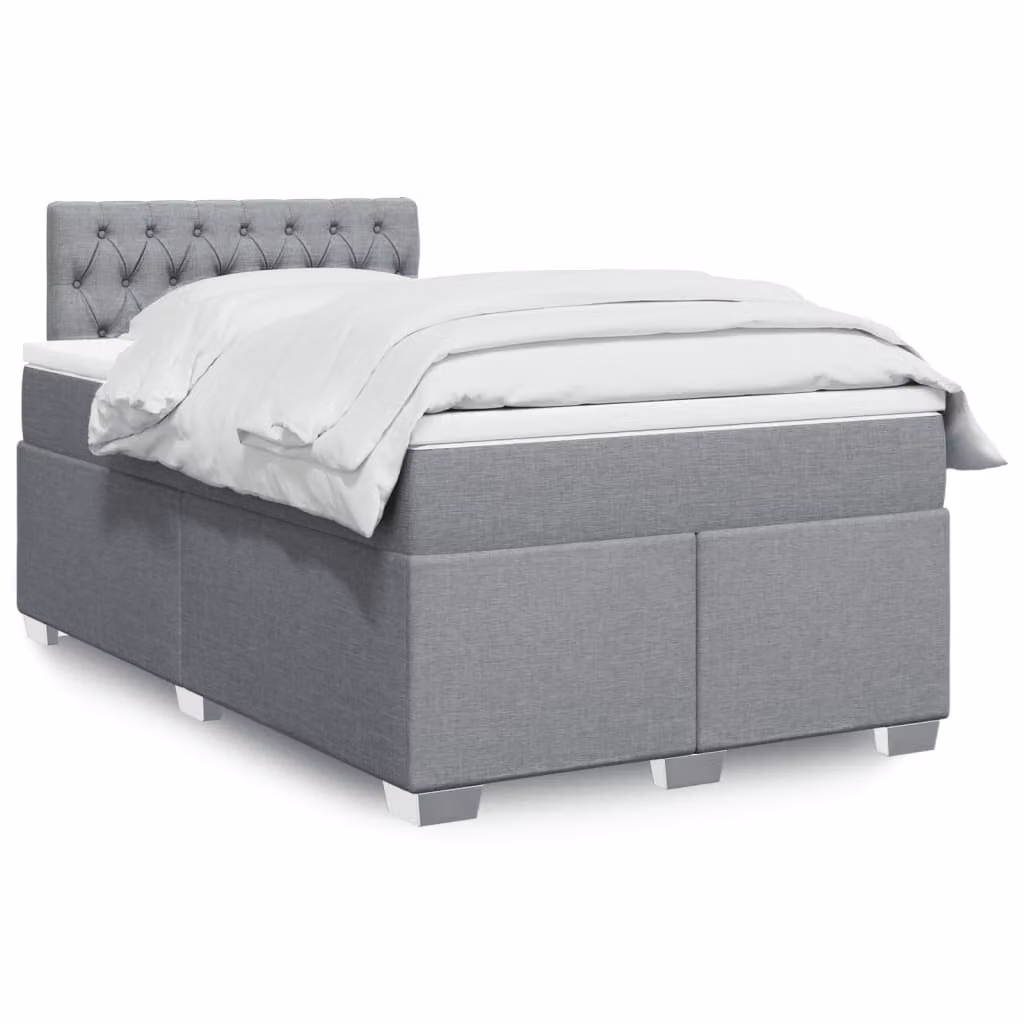 vidaXL Letto Ibrido con Materasso e Struttura Imbottita Grigio e Bianco L/P/H: 200 x 120 x 100,5 cm