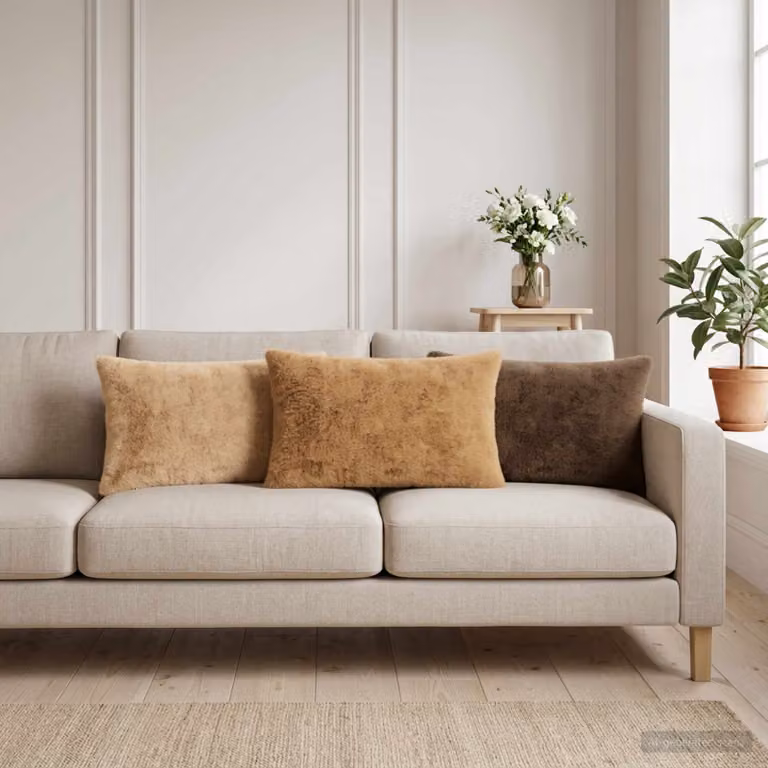 Set di 6 federe vidaXL HEERLEN in ecopelliccia marrone chiaro, L 40 cm x P 60 cm