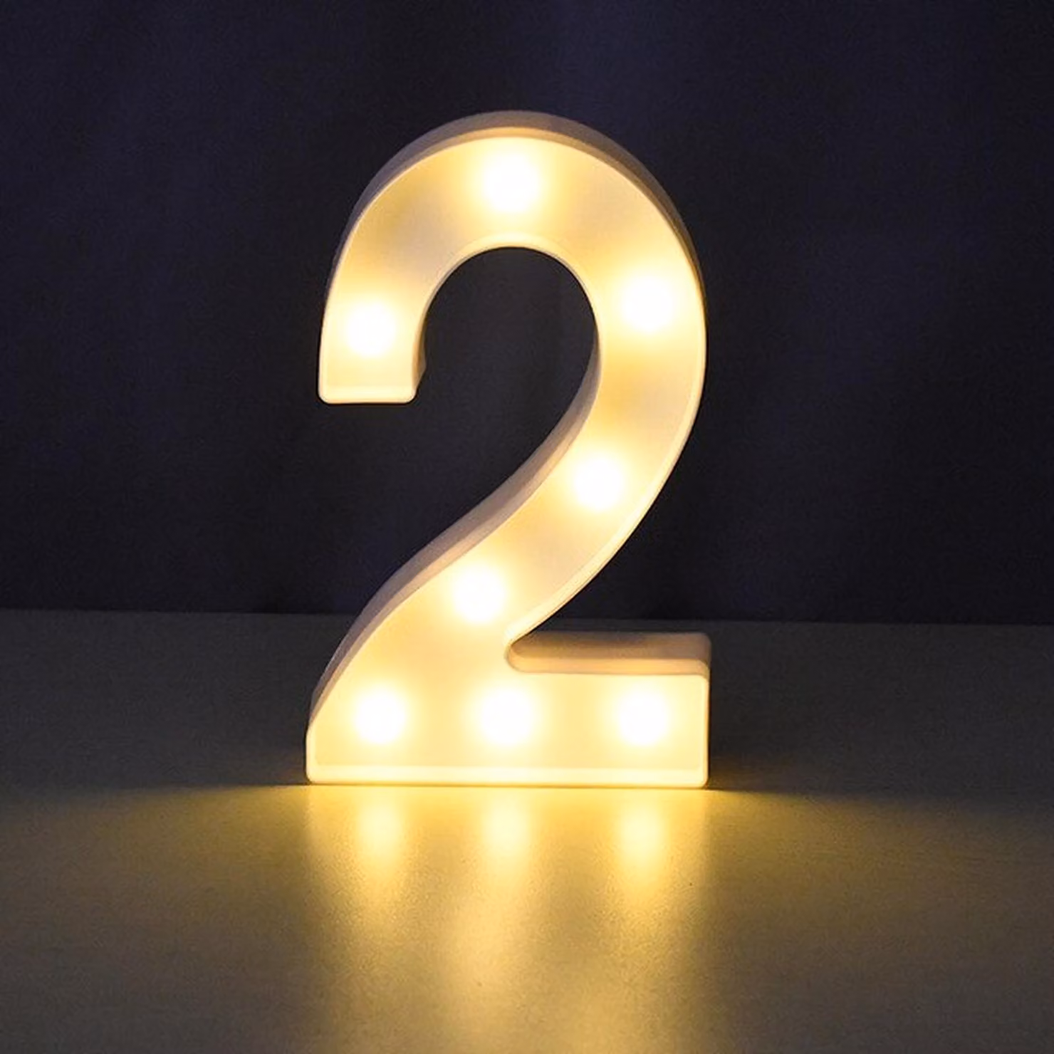 Numero 3D illuminato a LED, numero 2 da 22 cm