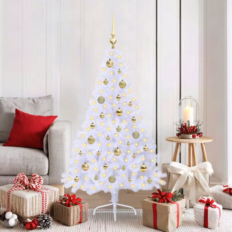 vidaXL Albero di Natale artificiale Bianco 150 cm PVC e Acciaio