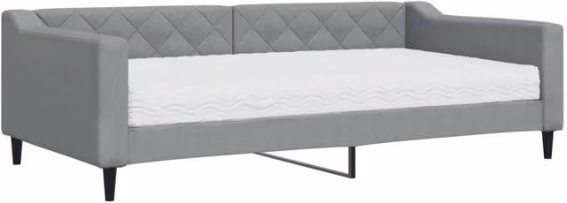 Divano letto | Sof¨¤ letto | Letto singolo con Materasso Grigio Chiaro 100x200 cm in Tessuto
