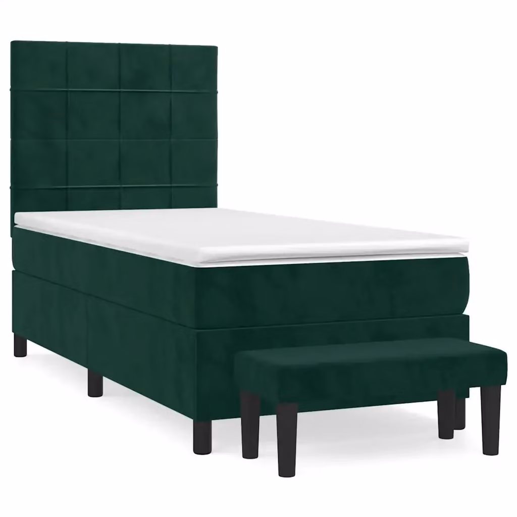 Letto Ibrido con Giroletto a Molle e Materasso vidaXL in Velluto Verde Scuro L/P/H: 200 x 80 x 31 cm – 2