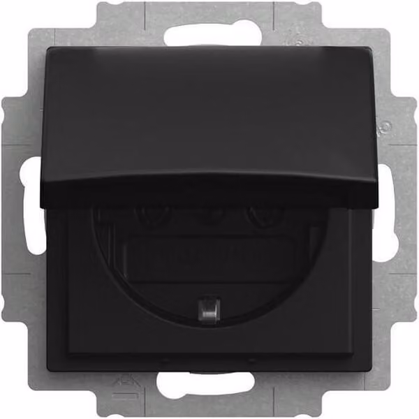 Busch-Jaeger 2CKA002018A1587, Schuko, 2P+PE, Viti, Europa, Da incasso, Nero