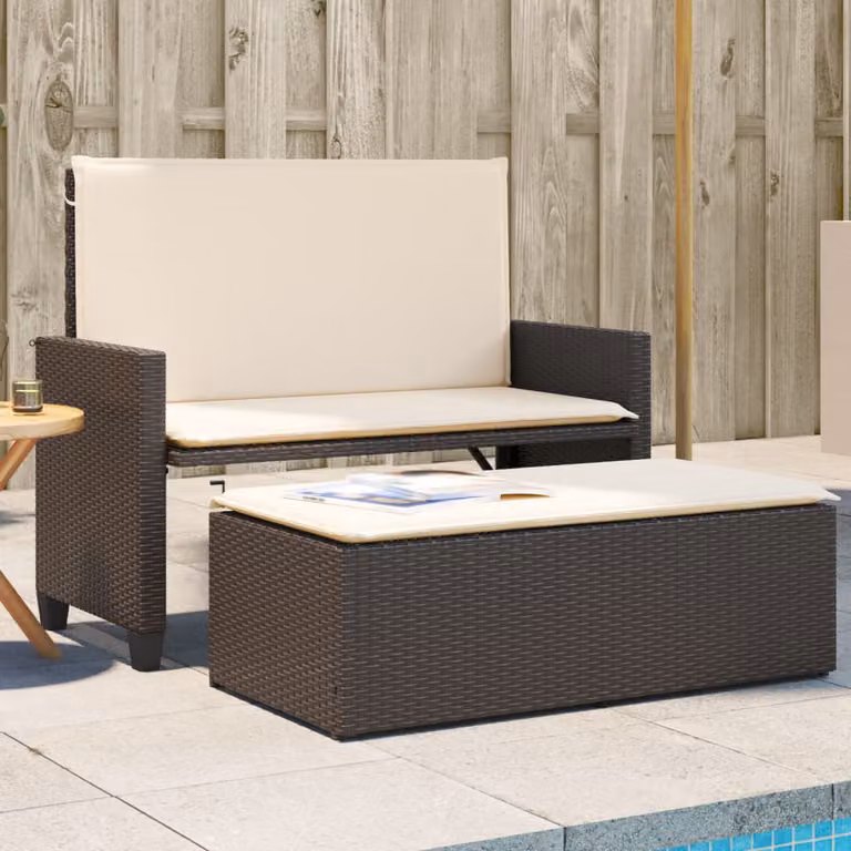vidaXL Panca da Giardino Moderna in Polyrattan con Cuscini in Tessuto Marrone
