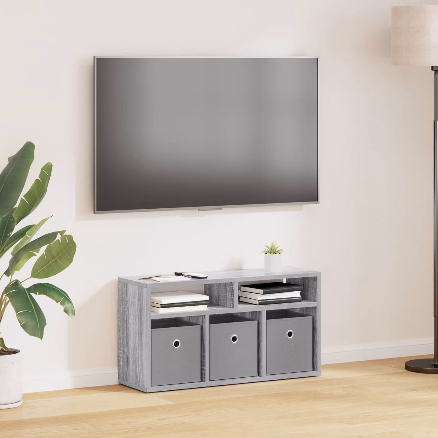 Lowboard moderno vidaXL con cassetto in legno MDF Grigio, L 72 cm x P 22,5 cm x H 38 cm