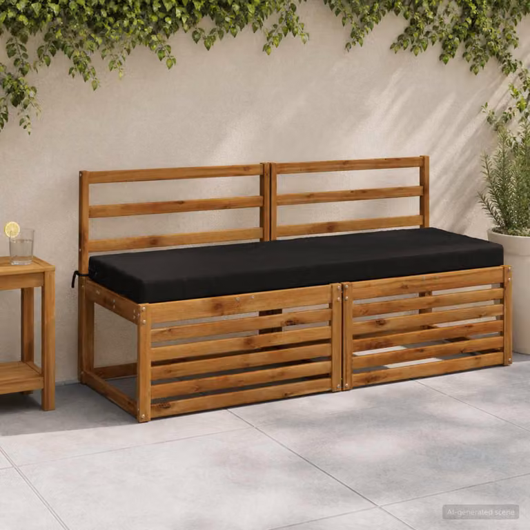 Set di 2 cuscini per panchina vidaXL in poliestere nero con imbottitura in schiuma e coperture lavabili