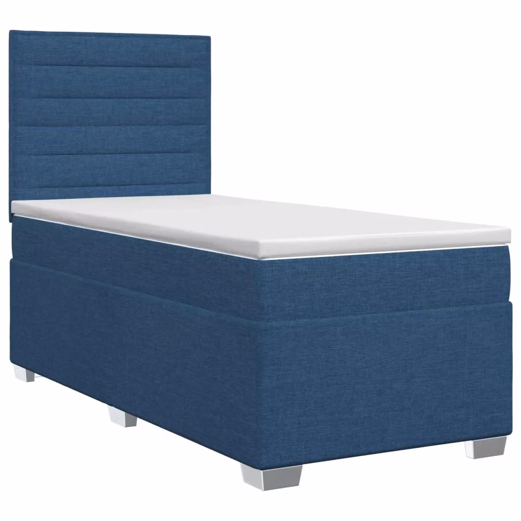 Letto box spring con materasso vidaXL in tessuto blu e bianco L/P: 90 x 190 cm – 2