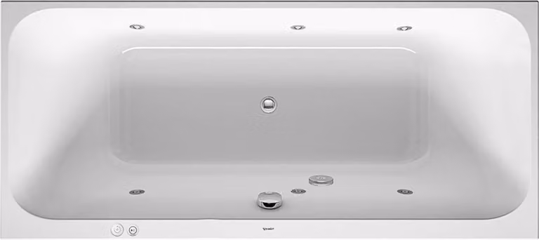 Baignoire balnéo Duravit Happy D.2, version à encastrer, 2 pentes de dos, bâti-support, garniture de vidage et de trop-plein, système Jet, 1800x800mm, 760314000JS1000, 760314000JS1000