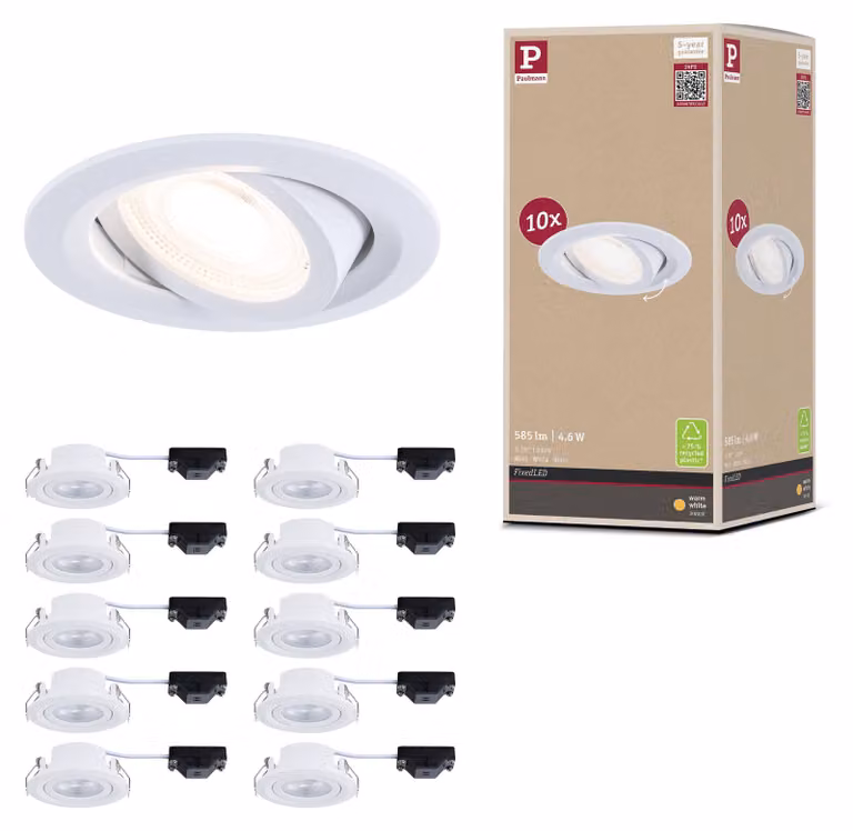 Set da 10 faretti da incasso a LED Paulmann FixedLED orientabili