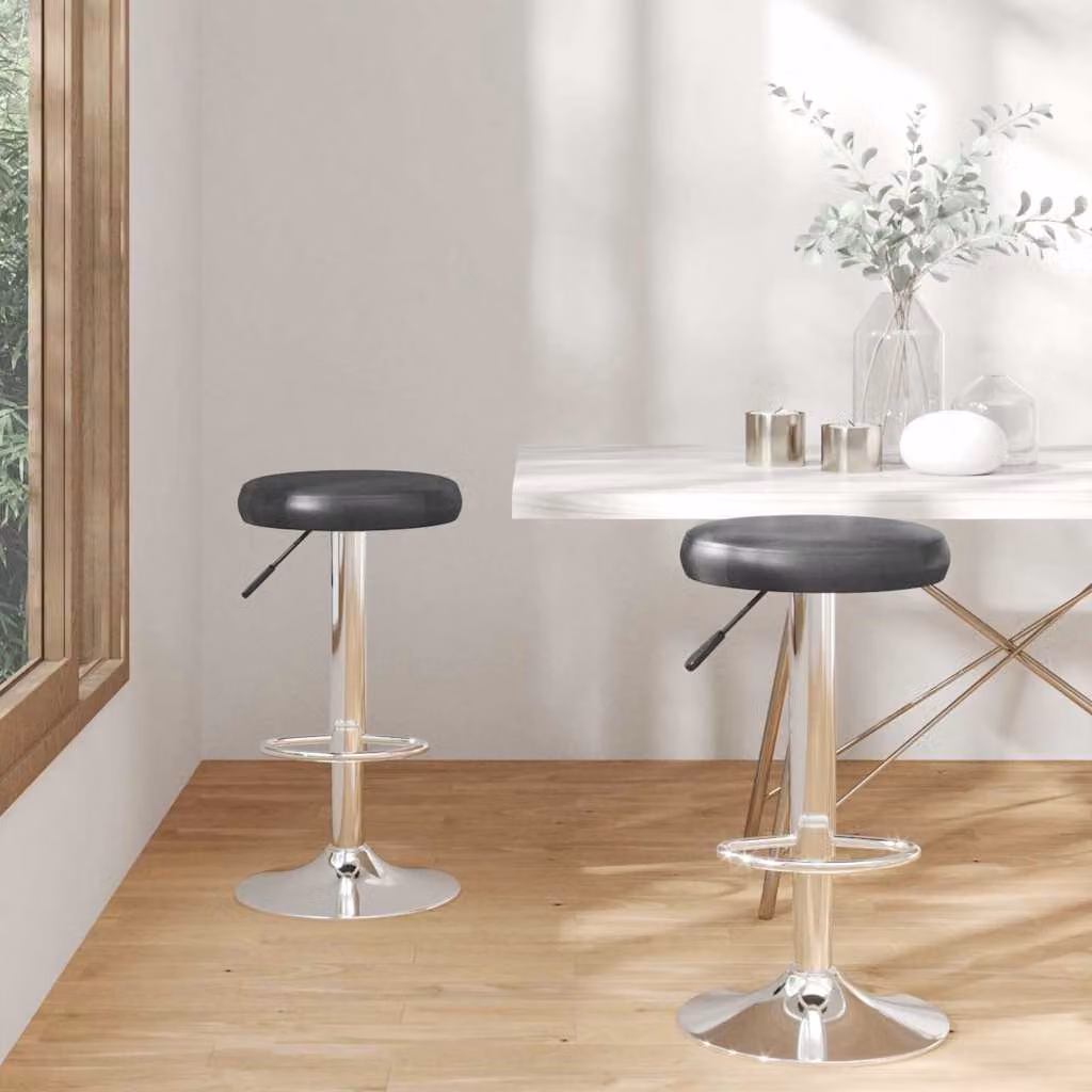 Set di 2 sgabelli da bar vidaXL neri in similpelle con base girevole a 360 gradi