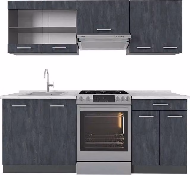 Mobile da cucina moderno Vicco R-Line Calce nera e Antracite L: 200 cm, P: 60 cm, H: 81,6 cm – 1