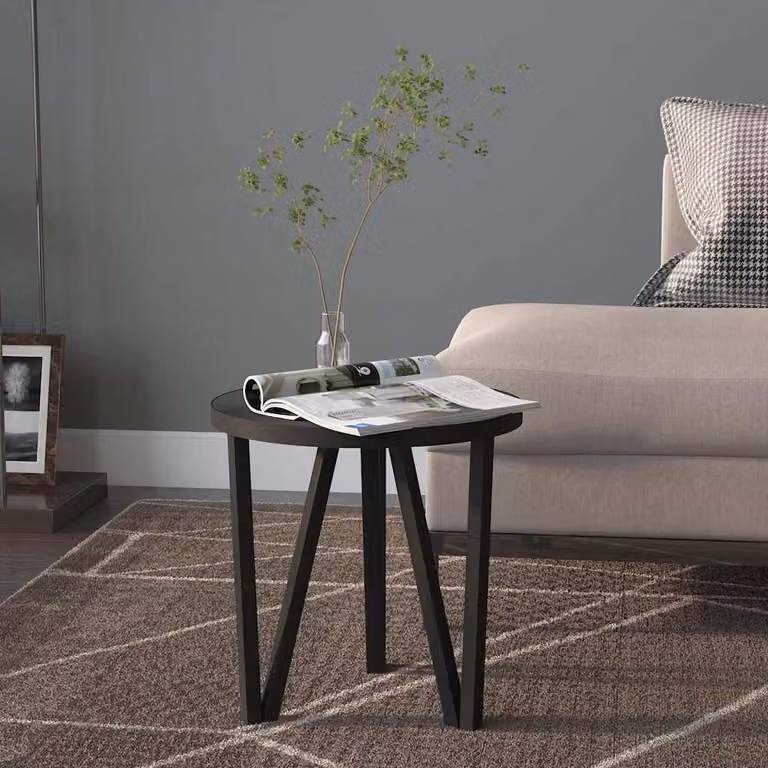Tavolino rotondo nero vidaXL in MDF e metallo per soggiorno, Diametro: 35 cm