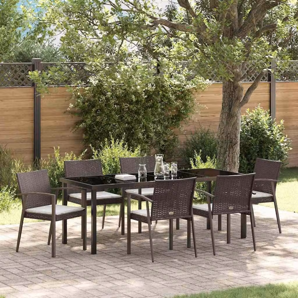 Maison Exclusive - Set da giardino per esterni, 7 pezzi, rattan in polietilene marrone e nero