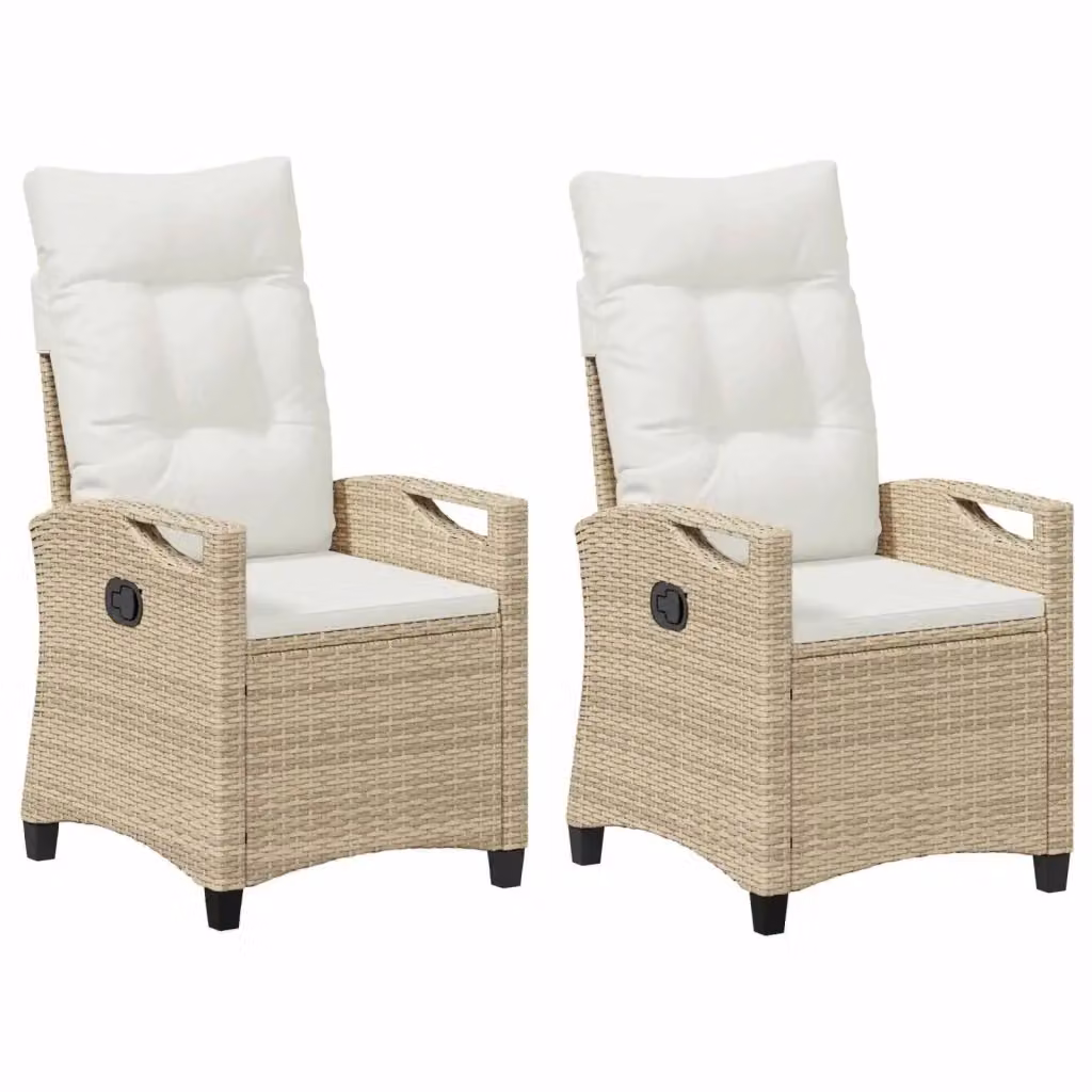 Set di 2 sedie da giardino vidaXL beige con braccioli in acciaio verniciato a polvere e poliestere resistente ai raggi UV, L: 56 cm, P: 60 cm, H: 112 cm – 2