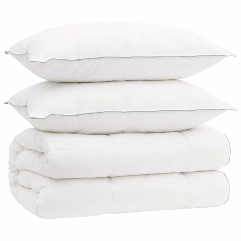 Set di piumone e cuscini 3 pezzi vidaXL 4 stagioni in microfibra e lana nuova, colore bianco, L 140 x P 220 cm – 2