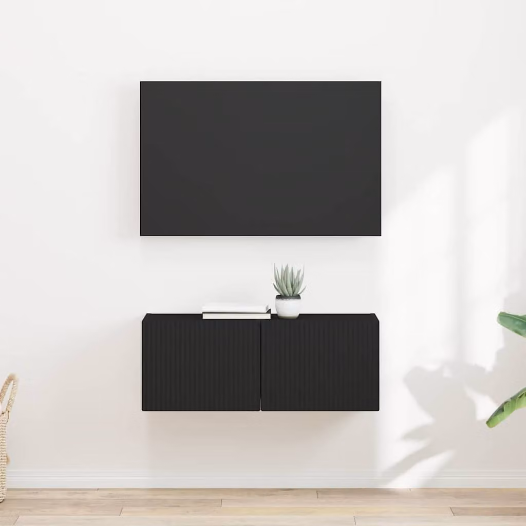 Set di 2 supporti per TV da parete vidaXL in legno MDF nero moderno