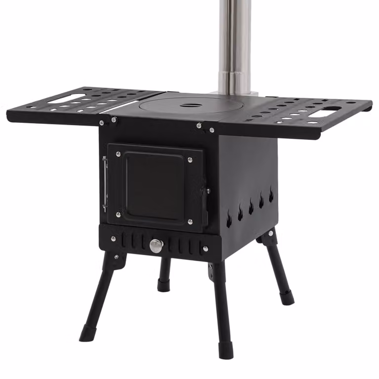 Solidchoice - Stufa da campeggio pieghevole in legno con canne fumarie