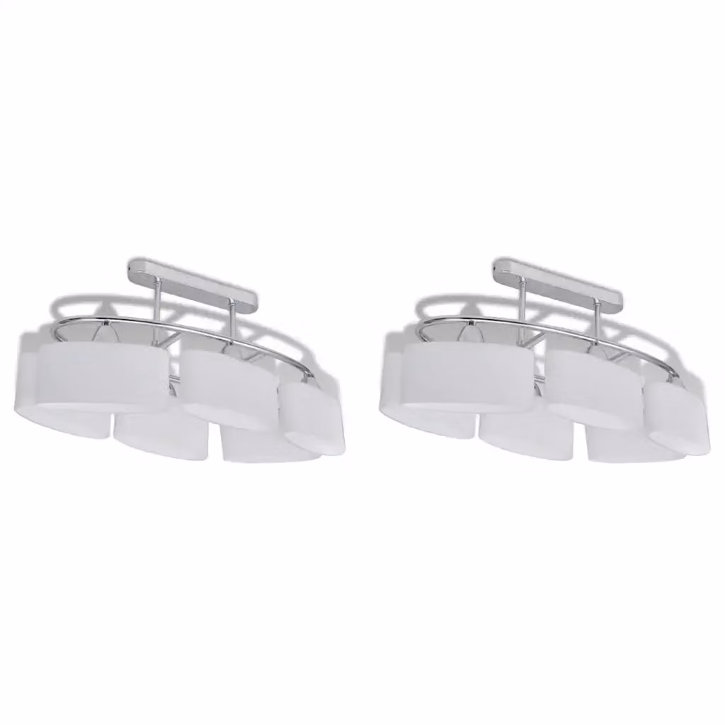 Set di 2 lampade da soffitto ellissoidali vidaXL in vetro bianco e metallo cromato con attacco E14 – 2