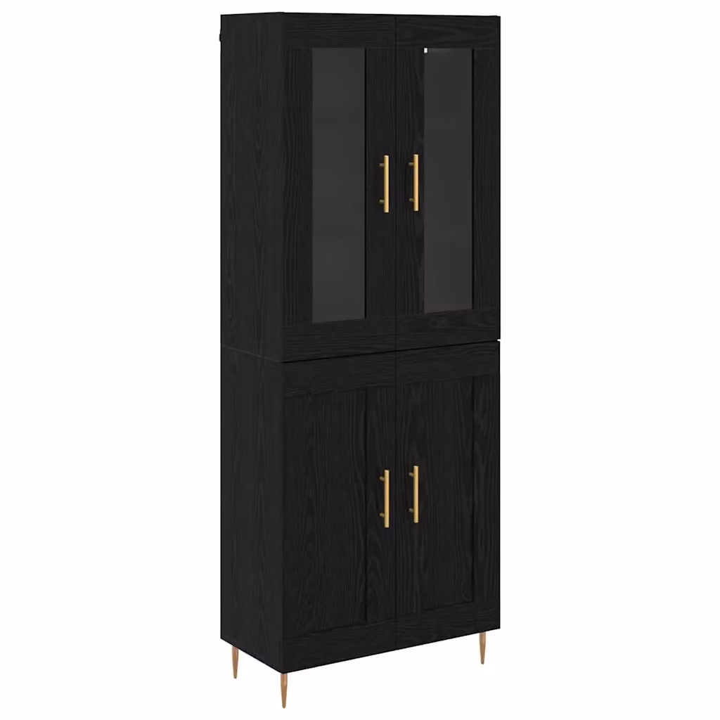 Credenza moderna vidaXL in rovere e nero con ante in vetro per soggiorno e sala da pranzo L/P/H: 69,5 x 34 x 180 cm – 2