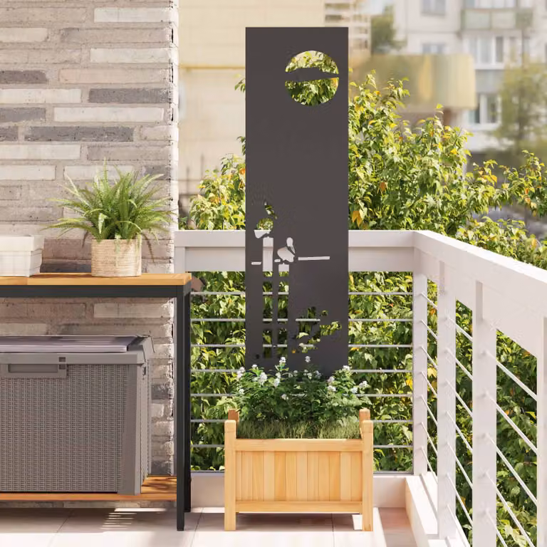 Paravento per privacy da giardino vidaXL in acciaio nero, L 32 cm x H 140 cm