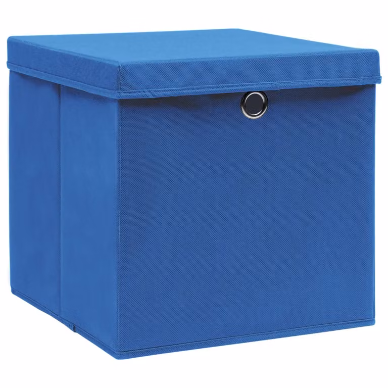 vidaXL Scatole con coperchio 10 pz. Blu 32x32x32 cm Tessuto