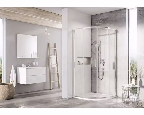 Cabina doccia angolare RAVAK BLSCP4-80, finitura alluminio lucido e vetro trasparente