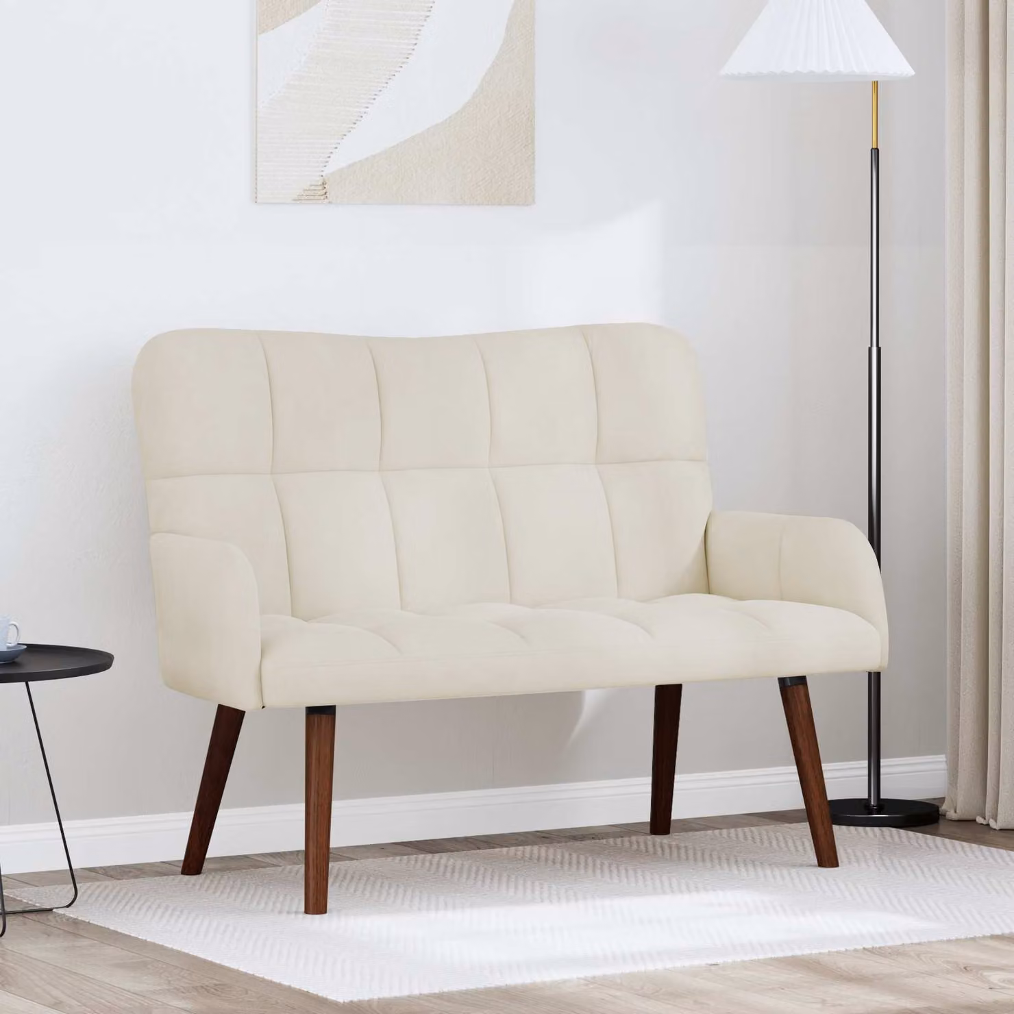 vidaXL Divano a 2 Posti in Velluto Beige L: 115 cm, P: 61 cm, H: 87 cm