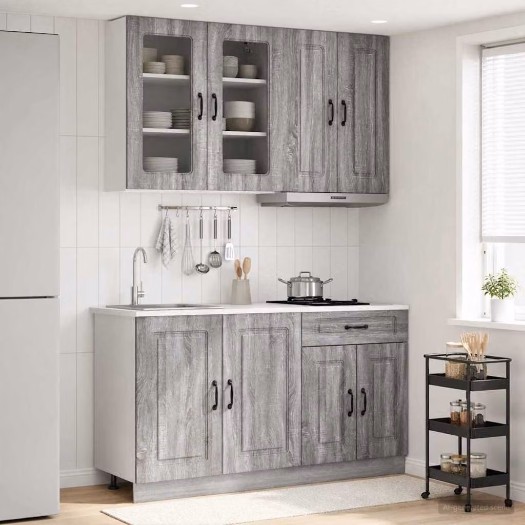Unità cucina moderna vidaXL KALMAR composta da 4 pezzi in legno ingegnerizzato color grigio Sonoma