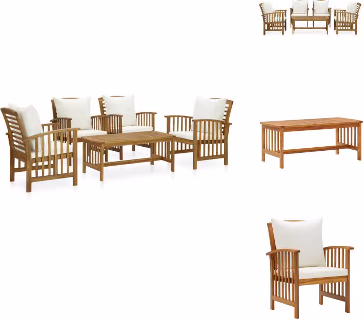 vidaXL Set da salotto da giardino 5 pezzi con cuscini in legno massiccio di acacia - Set di mobili da giardino