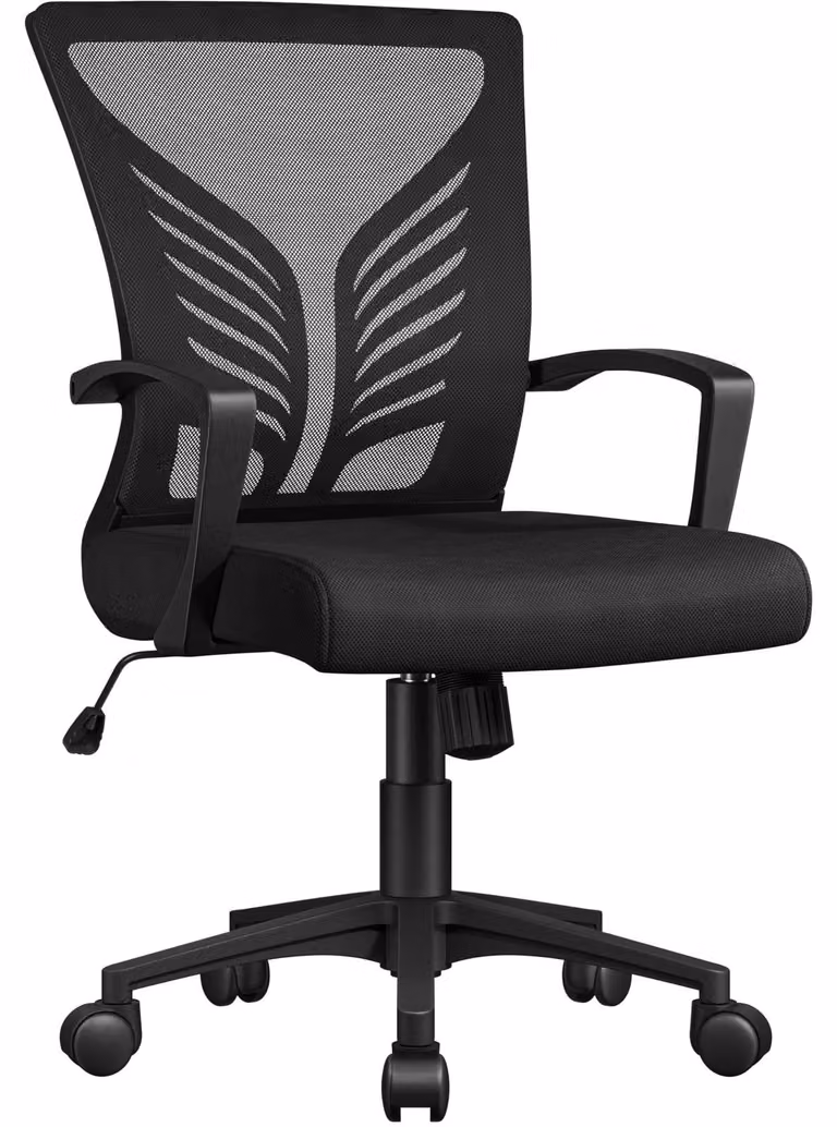 Sedia da ufficio ergonomica - Nero - Sedile girevole regolabile 44 - 53,5 cm - Con funzione dondolo - Per studio e ufficio
