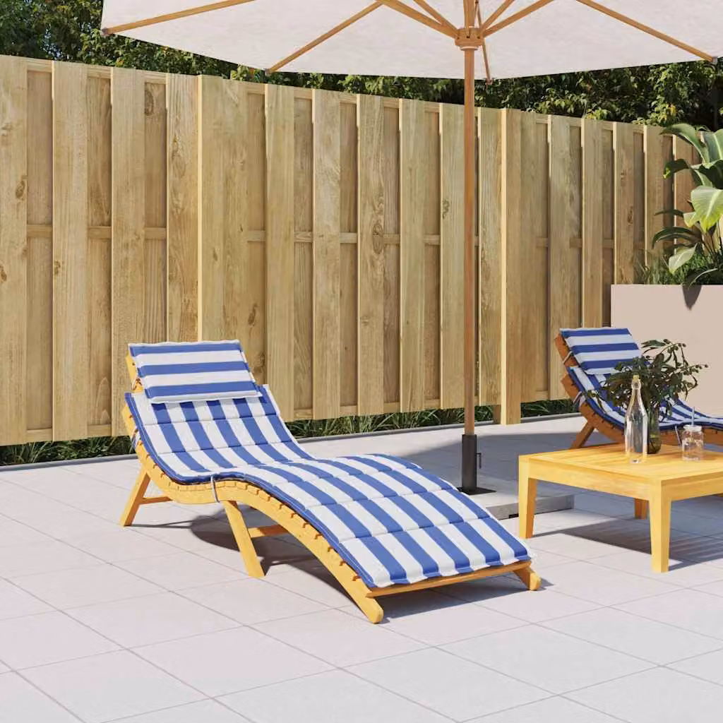 vidaXL Cuscino per Lettino a Righe Bianche e Blu in Tessuto Oxford Idrorepellente e Traspirante