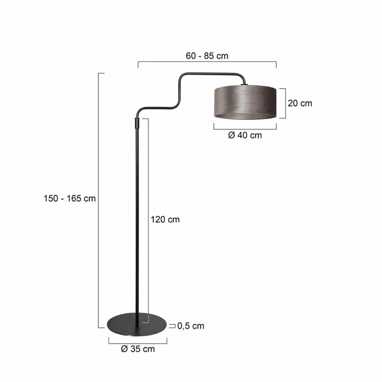 Steinhauer Lampada da terra Bloeba, Nero, Soggiorno / Sala da pranzo, Metallo, Moderno, Lampada da terra