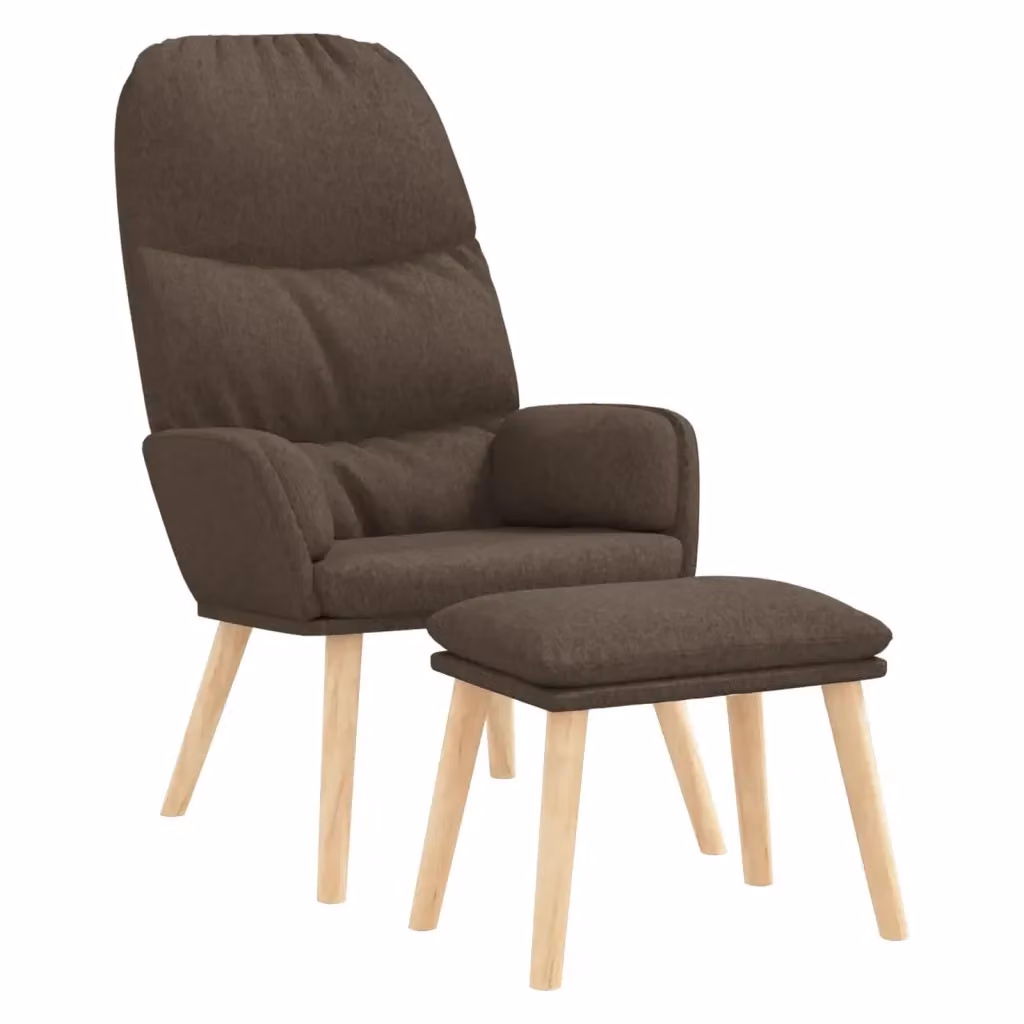 Poltrona Relax con Poggiapiedi vidaXL in Tessuto Beige con Struttura in Metallo e Legno – 2