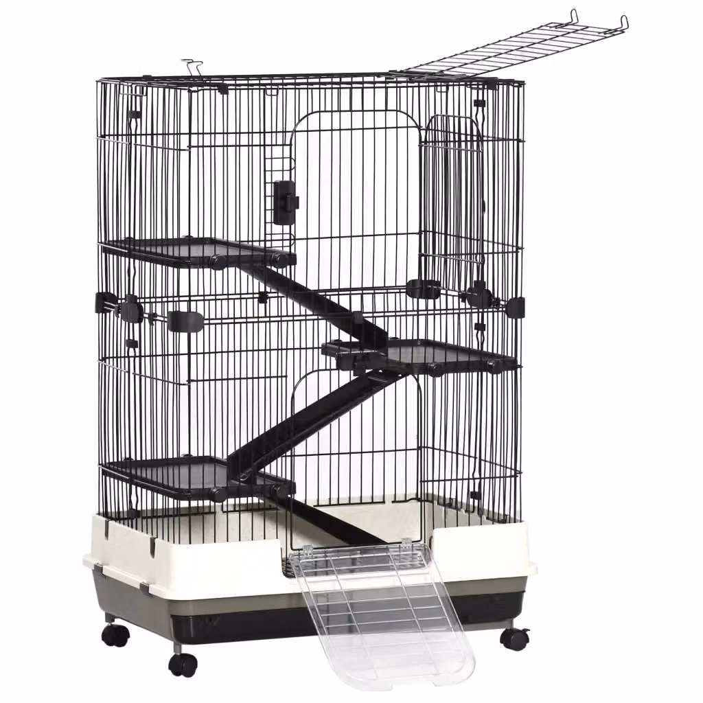 Gabbia rotante Minimal per piccoli animali a 3 piani con 3 rampe, H 114 x L 81 x P 53 cm, nero – 2