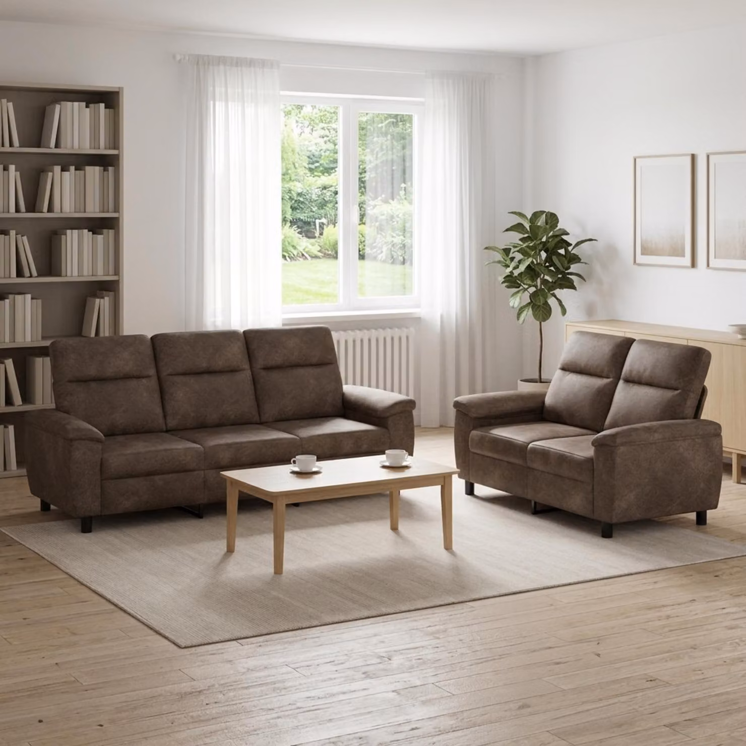 Set di 2 divani moderni vidaXL in pelle sintetica con struttura in metallo per soggiorno