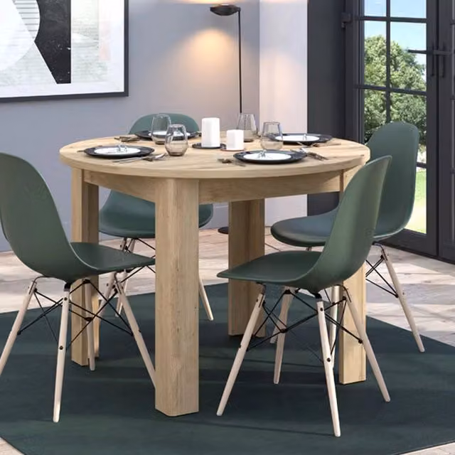 Tavolo fisso da 4 posti DMORA Gorlago, design moderno, colore marrone rovere nodi, L/P/H: 106.5 x 106.5 x 76.5 cm