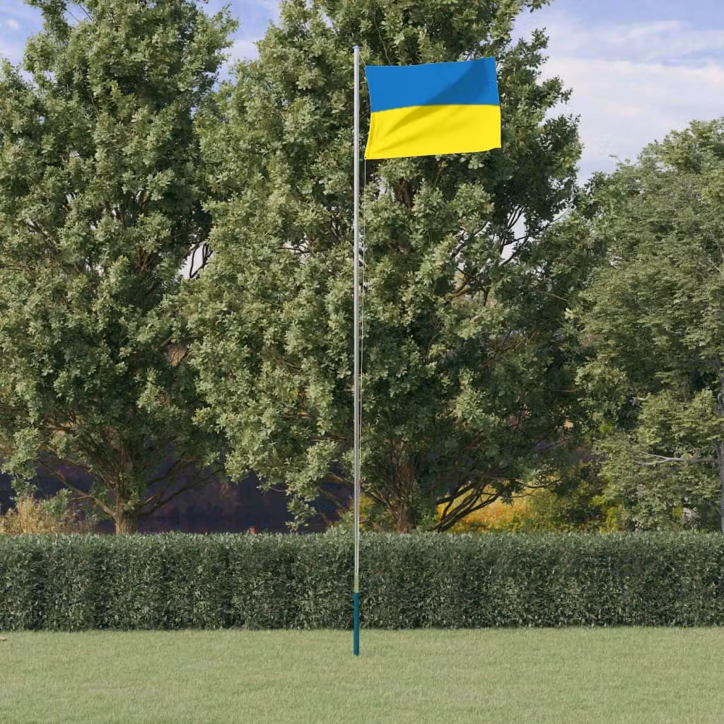 Asta e Bandiera Ucraina vidaXL in Alluminio e Poliestere, 6,23 m