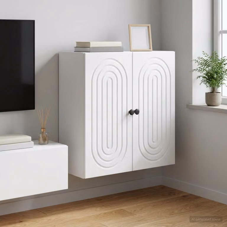 Mobiletto a muro moderno vidaXL Bianco con ante a battente e ripiani interni in MDF L: 59 cm, P: 31 cm, H: 60 cm